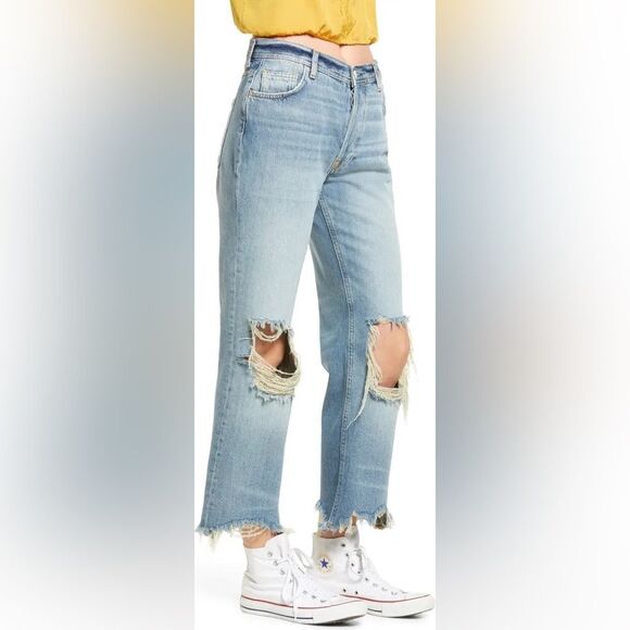 NWT Free People We the Free Maggie Ripped Crop Straight Leg Jeans Size 25 - Picture 6 of 12